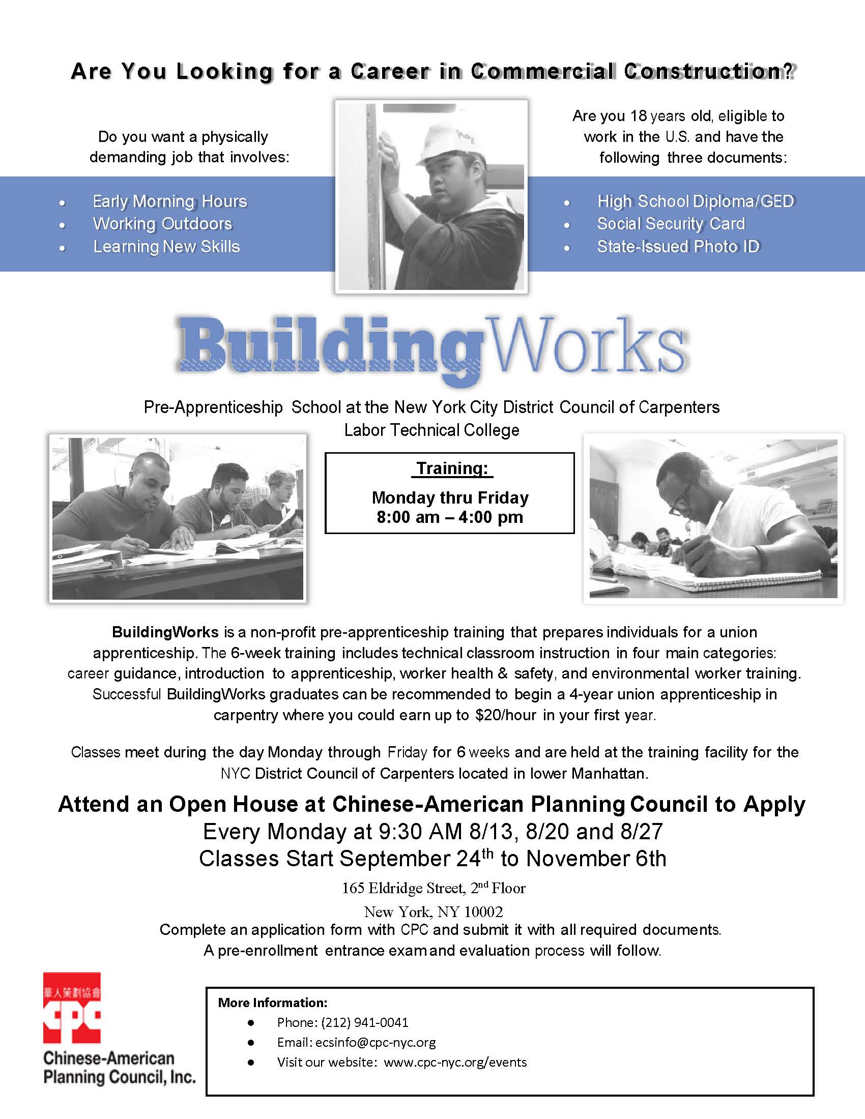 BuildingWorks Construction Pre-apprentice Training Recruitment Event ...